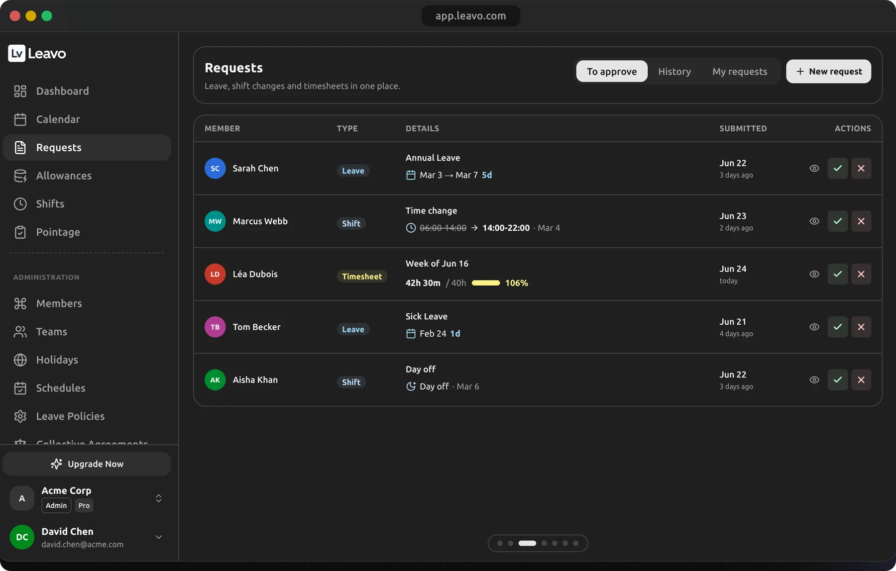 Leavo screenshot