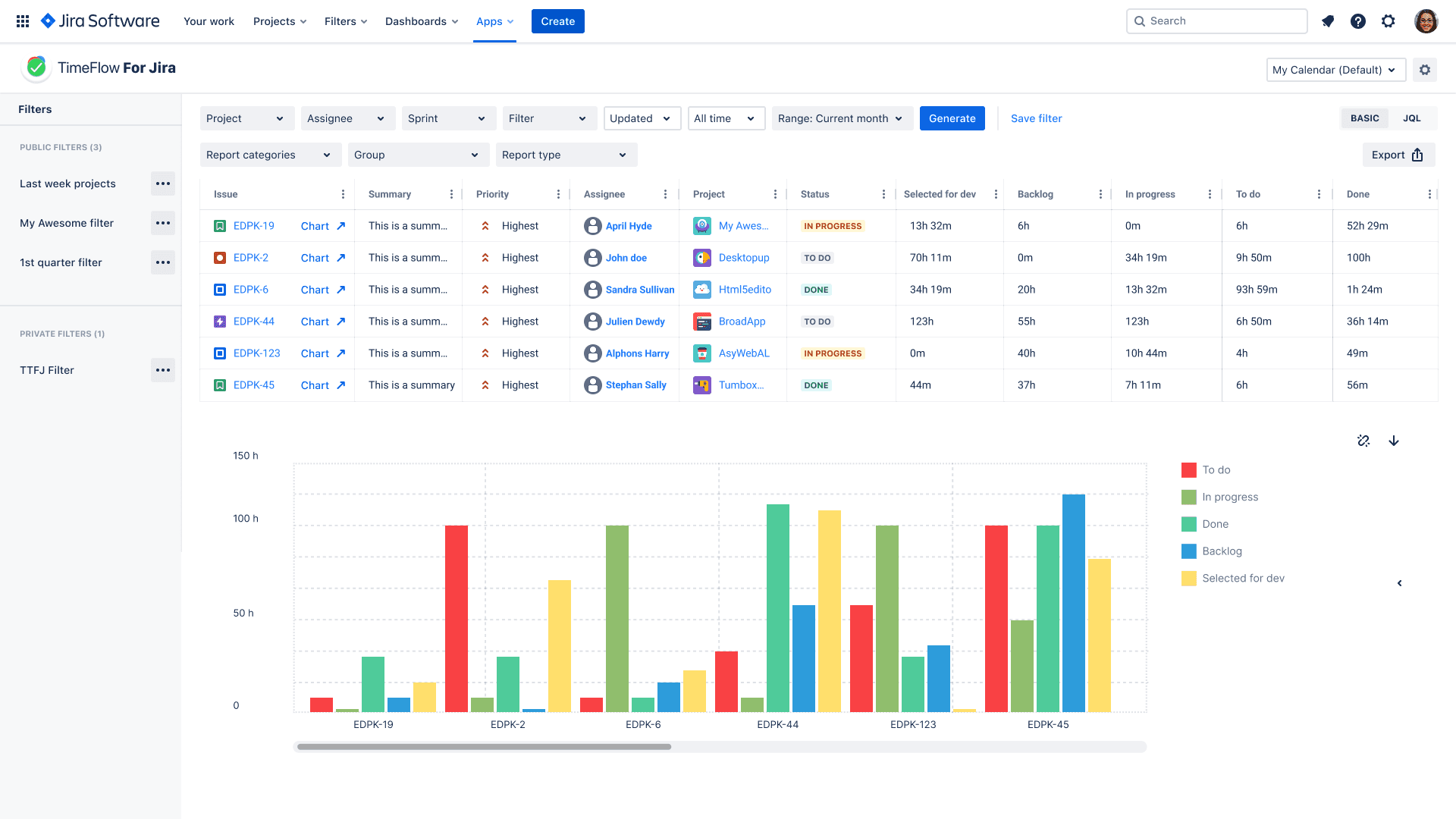 TimeFlow for Jira Screenshot